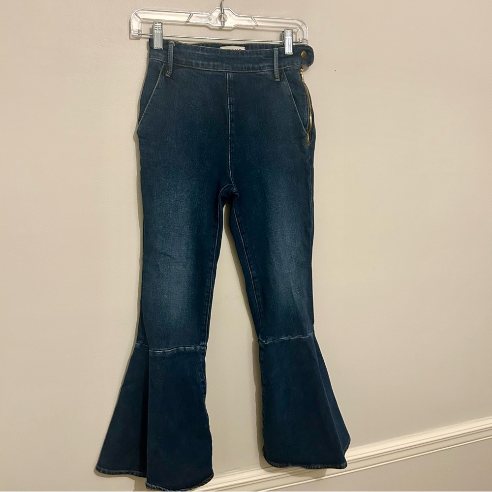 FRAME Denim Delavan Flounce Flare Hem Crop Jeans Sz 25